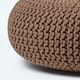 image 4 of Homescapes Chocolate Brown Large Round Cotton Knitted Pouffe Footstool