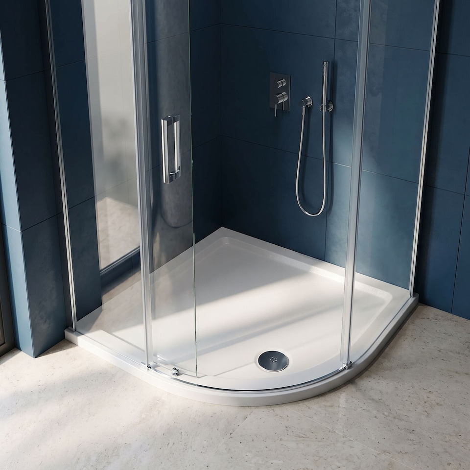 image 1 of Balterley Premium Slip Resistant Slimline Quadrant Shower Tray - Anti-Slip Stone Resin Bathroom Base by Balterley | White | European White | 1