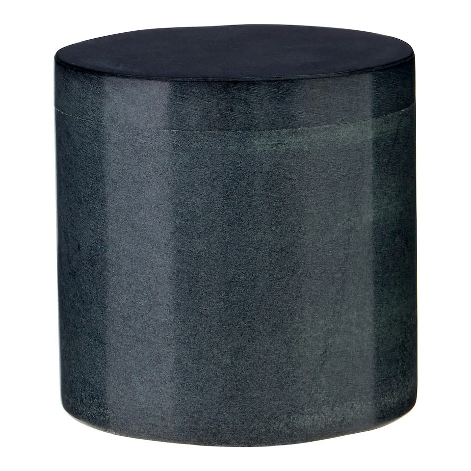 image 1 of Interiors by Premier Dark Grey Marble Effect Cotton Jar, Cotton Bud Container With Lid, Travel Ear Bud Holder, Cotton Swab Holder
