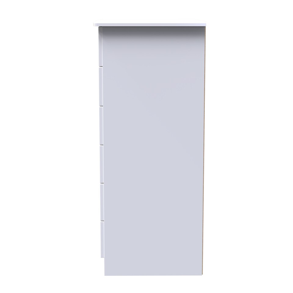 image 1 of Holborn 5 Drawer 1 Door Childrens Wardrobe in White Gloss & White (Ready Assembled) | White | White Gloss & White