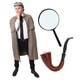image 1 of Victorian Detective Costume with Pipe & Magnifying Glass Brown | XL