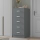 image 2 of FWStyle Tunis 5 Drawer Tallboy Slim Chest Of Drawers - Matt Grey