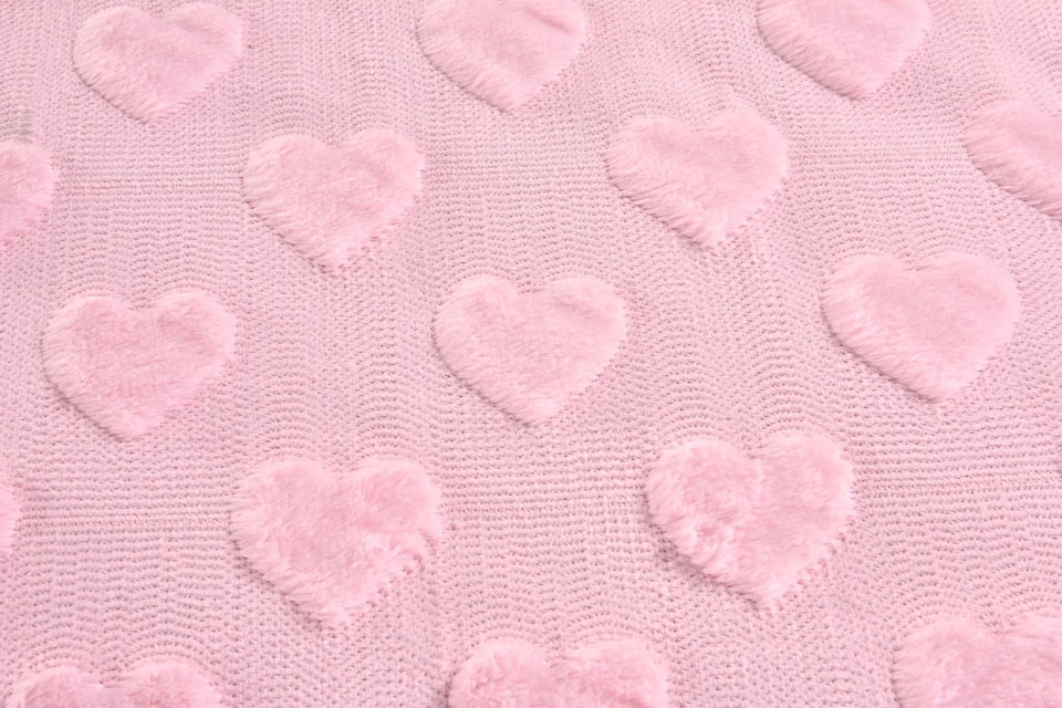 image 1 of Homes Linen Pink Hearts Teddy Fleece Duvet Cover Set Super Soft Fluffy Embossed Heart Design Warm Cosy Winter Bedding Set | Pink | Super King