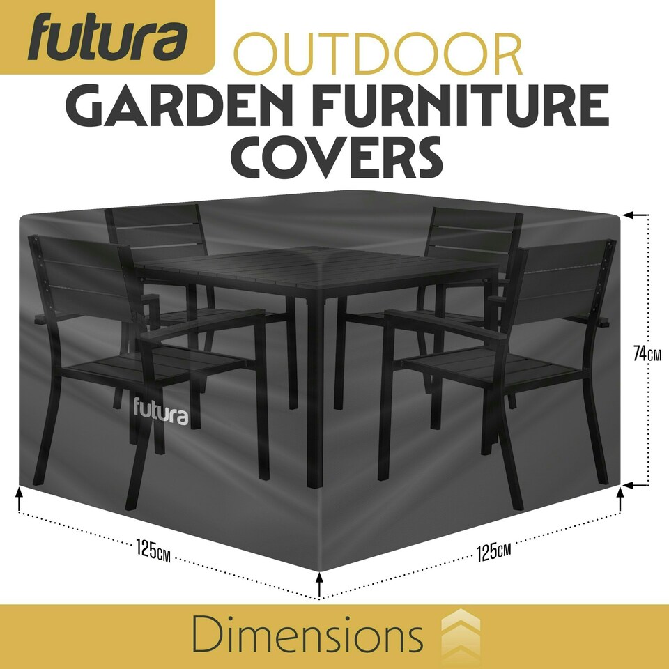 image 1 of Futura Square 125x125x74cm Waterproof Garden Furniture Cover 600D | Black | Black | 125x125x74cm | 1