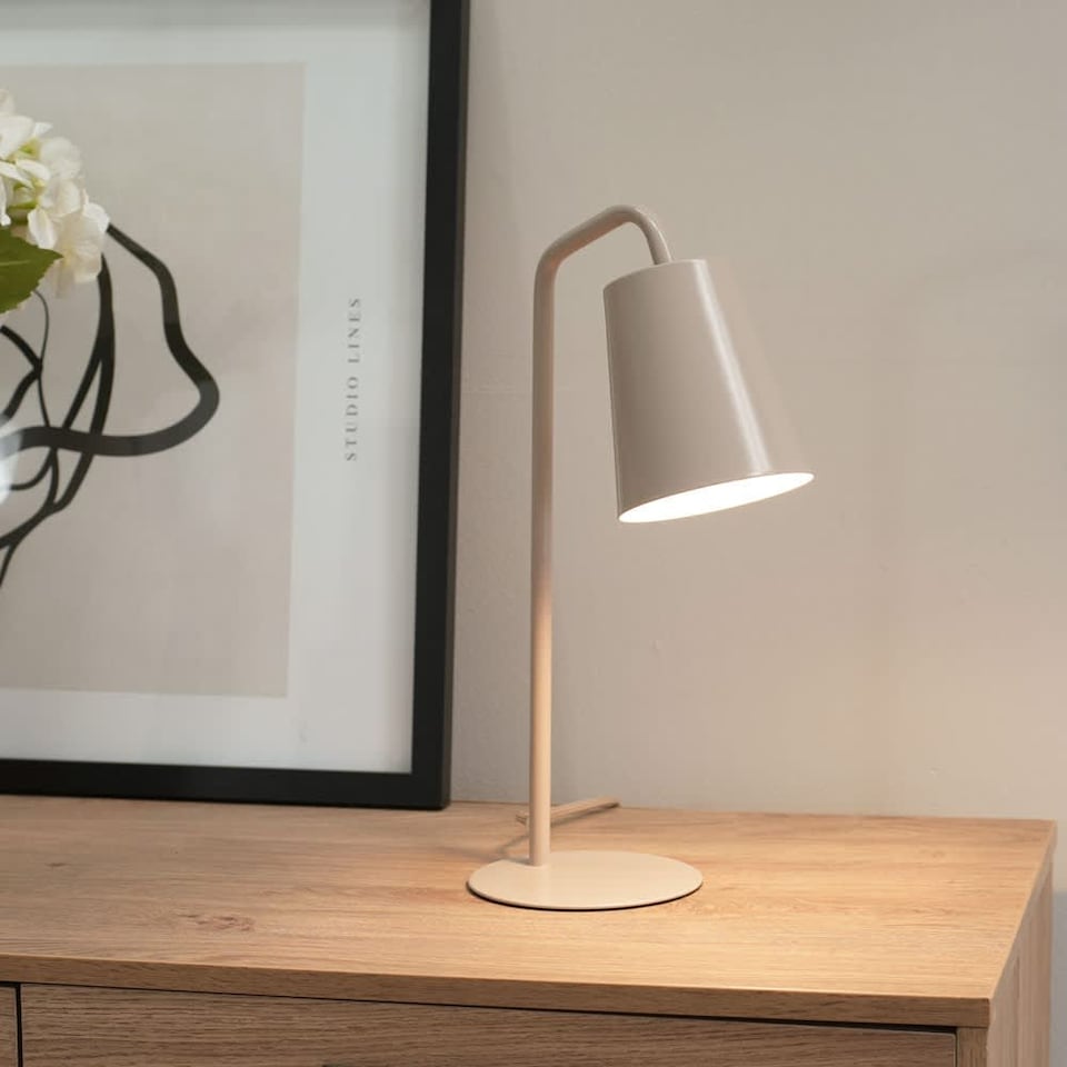 image 1 of ValueLights Bibi Stone Arched Stem Metal Classic Table Lamp | Grey