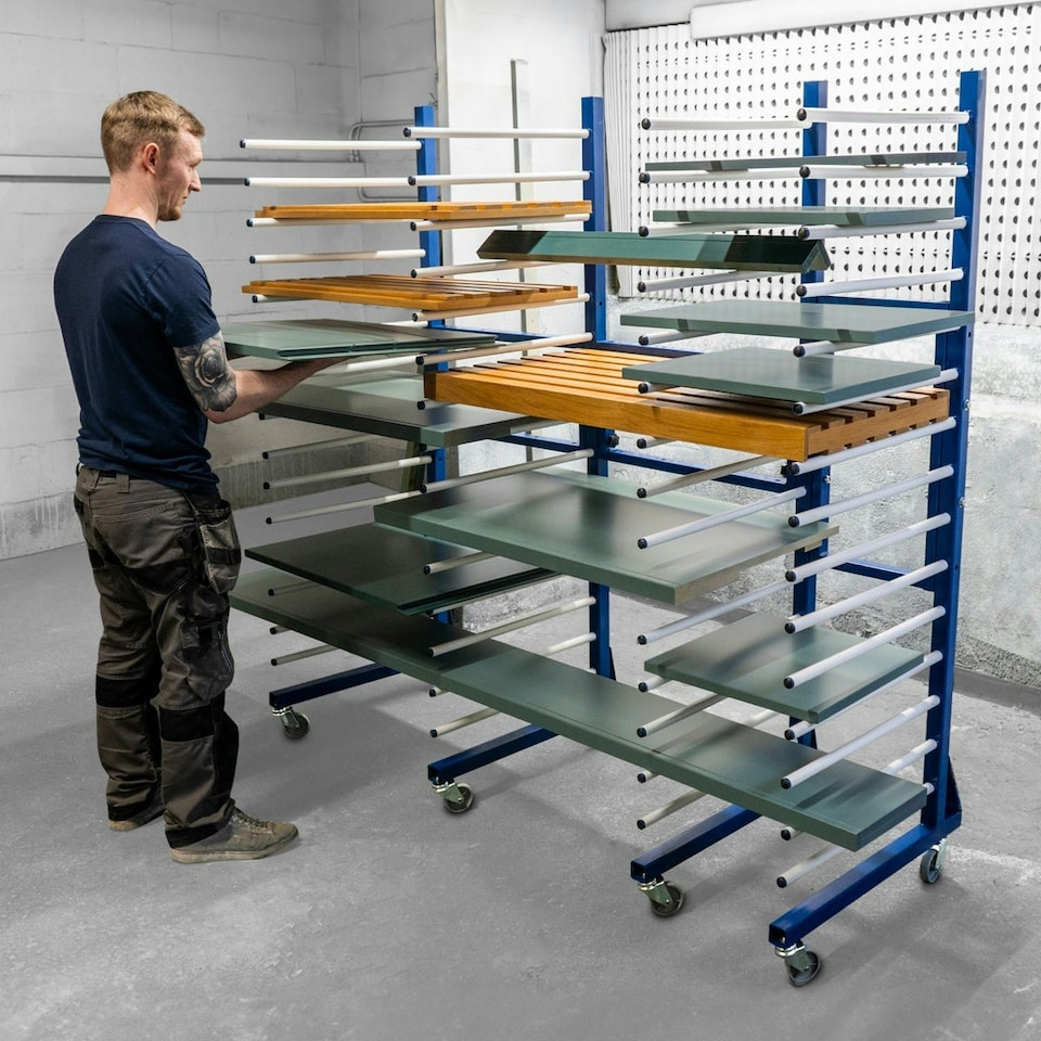 image 1 of Combi Spray Drying Rack Trolley x 5 & 4 Connectors | Blue