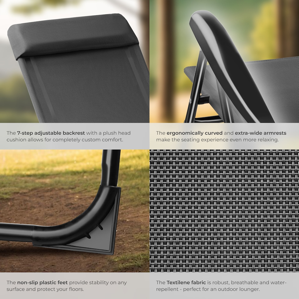 image 1 of Camping Chair Muritz - folding, lightweight, 7 position backrest, weather resistant | Grey | anthracite | One Size | 6