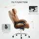 image 5 of HOMCOM PU Leather Office Chair with Spring Padding, Swivel Wheels, Brown Brown | Light Brown