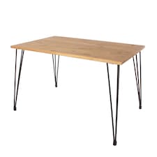 Augusta Industrial Pine Rectangular Dining Table with Solid Wood Top - Antique Wax Finish and Metal Hairpin Legs | Brown | Brown | Medium | 1