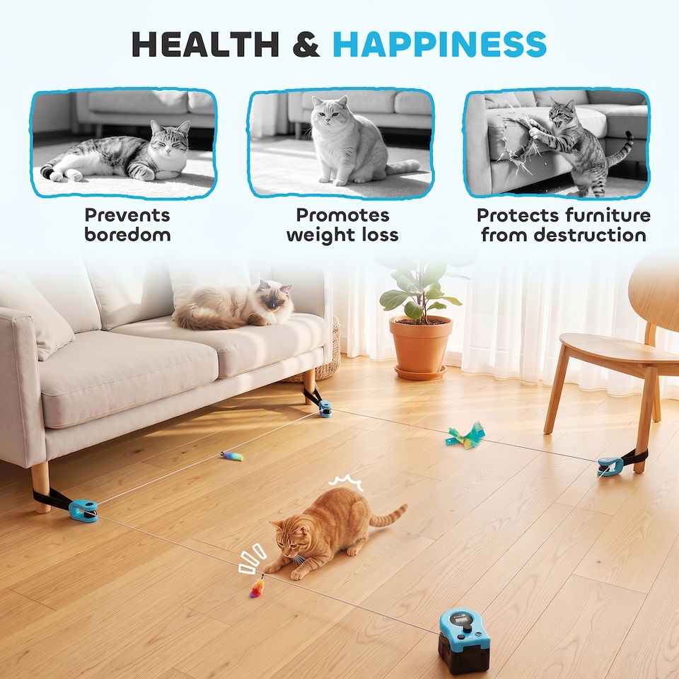 image 1 of PawHut Automatic & Remote Control Interactive Cat Toy DIY Track Mouse Sound
