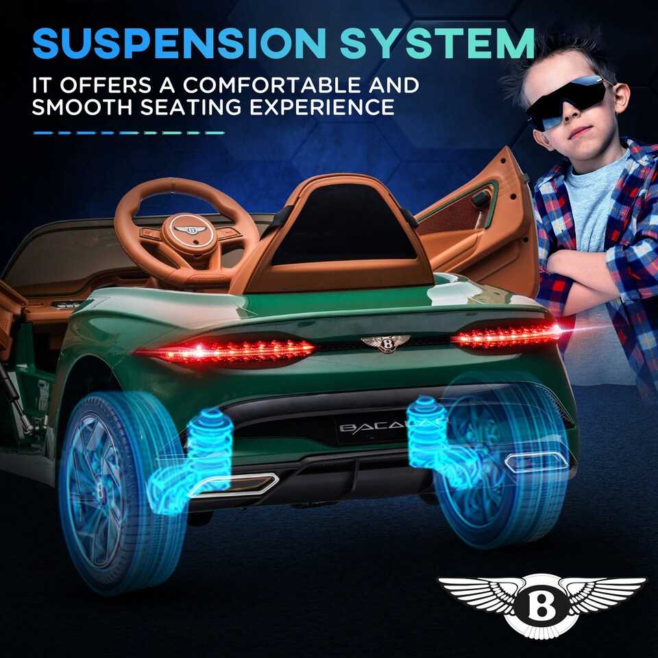 image 1 of HOMCOM Bentley Bacalar Licensed 12V Kids Electric Ride-On w/ Remote - Green