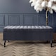 image 1 of 120cm Paris Striped Ottoman Storage Bench -Upholstered Shoes Bench with Black Turned Wooden Legs - Charcoal Naple Ottoman Bench