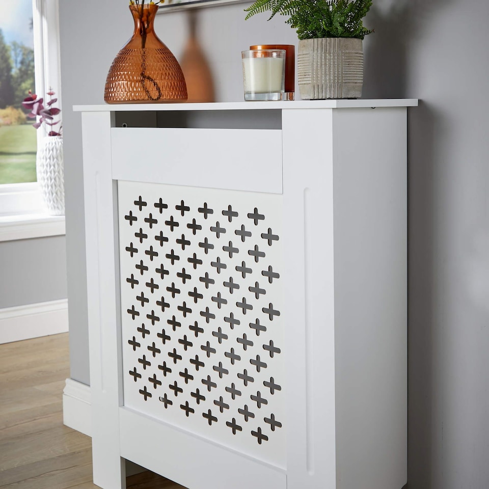 image 1 of Small Radiator Cover MDF Wooden Home Decorative Modern Design | White