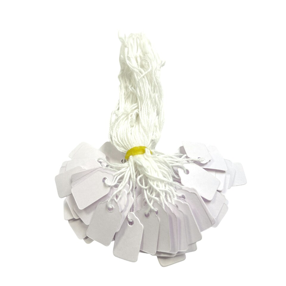 image 1 of Pack of 200 Small White Strung Tags 13 x 20mm