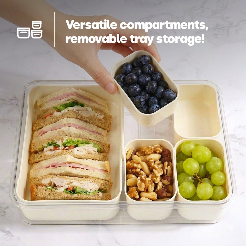 image 1 of Snack Box with 5 Removable Trays Snap Lock Airtight Lid