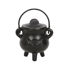 Something Different Cast Iron Triple Moon Cauldron - Black - 10.5cm x 8.5cm x 10cm