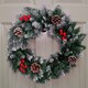 image 2 of 45cm Snow Tipped Green Wreath Christmas Decoration with 125 Tips, Pine Cones and Berries