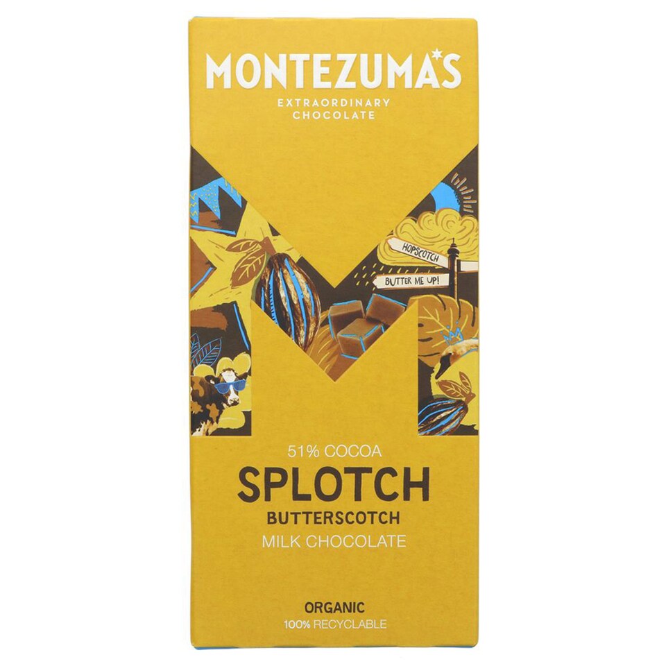 Organic Splotch 54% Milk Chocolate with Butterscotch 90g (Montezuma's)