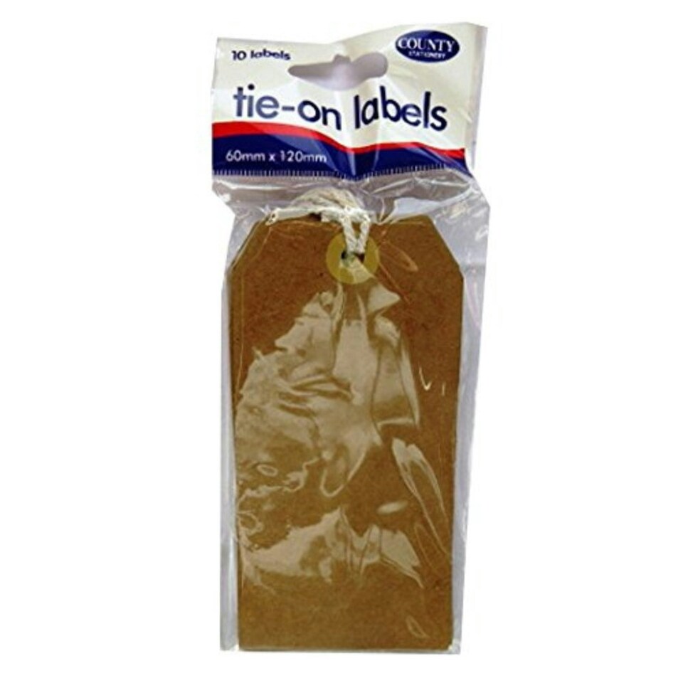 image 1 of Pack of 10 Large Manilla Tie on Luggage label 60 x 120mm