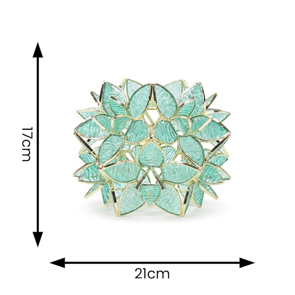 image 1 of ValueLights Reine Easy Fit Glass Flower Pendant Ceiling Light Shade / Table Lampshade - Aqua - Bulb Included