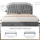 image 6 of Yaheetech 5ft King Upholstered Bed Frame with Button-Tufted Headboard Light Grey