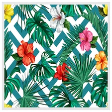 Tropical leaves & geometrics (Picutre Frame) White | L