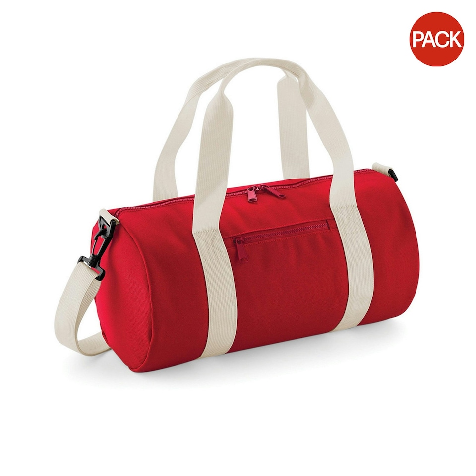 image 1 of Bagbase Mini Barrel Shoulder Bag (Pack of 2) - Classic Red/Off White - One Size Red