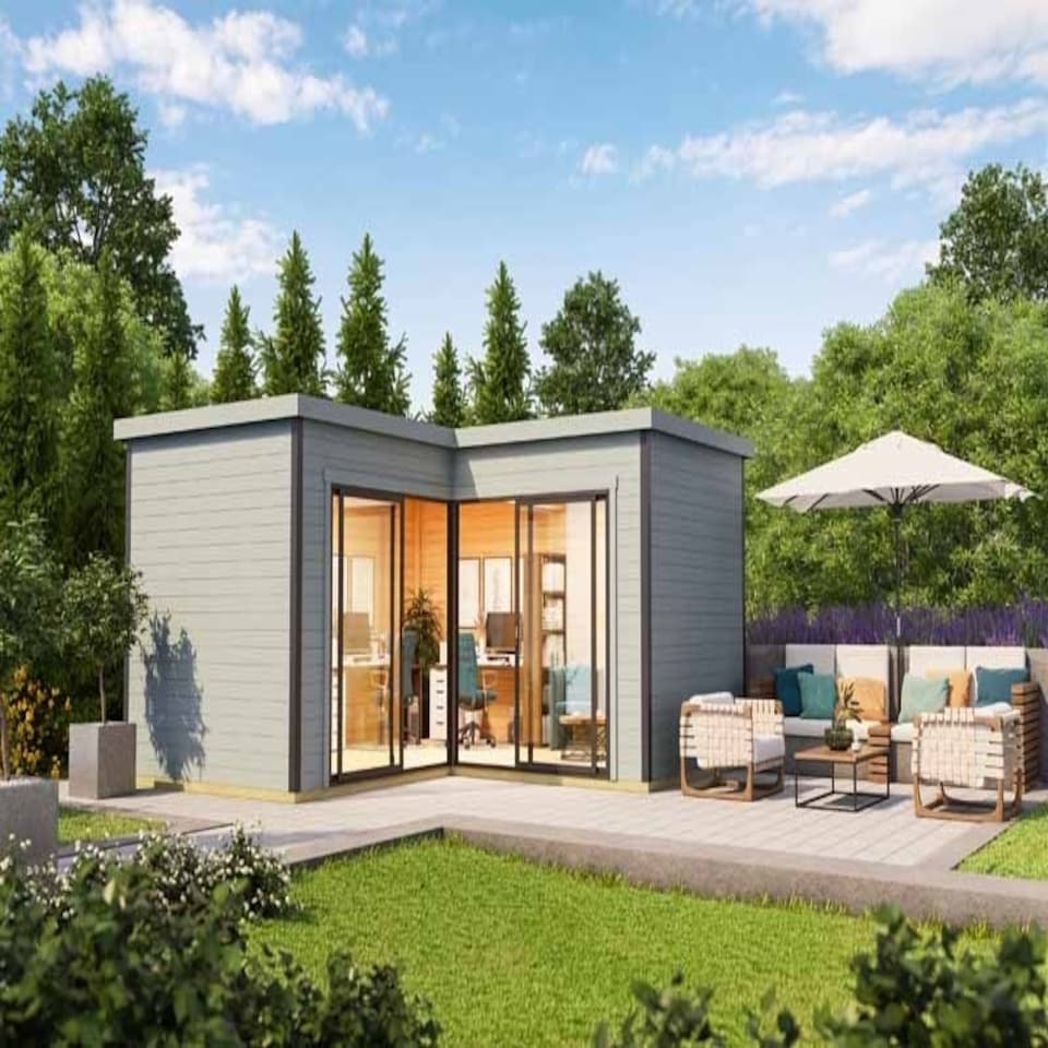 image 1 of Domeo 6 + Domeo 6 Al pack ISO-Log Cabin, Wooden Garden Room, Timber Summerhouse, Home Office - L500 x W509.3 x H250.8 cm Brown