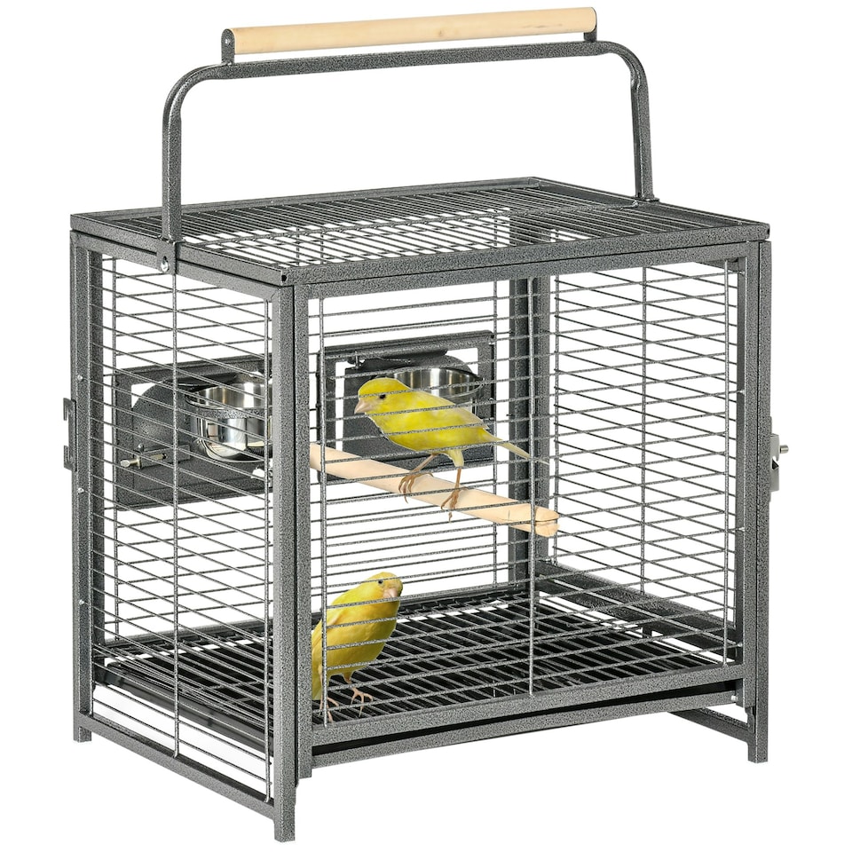 image 1 of PawHut Parrot Cage, Travel Carry Pet Bird Cage Cockatiel w/ Metal Handle