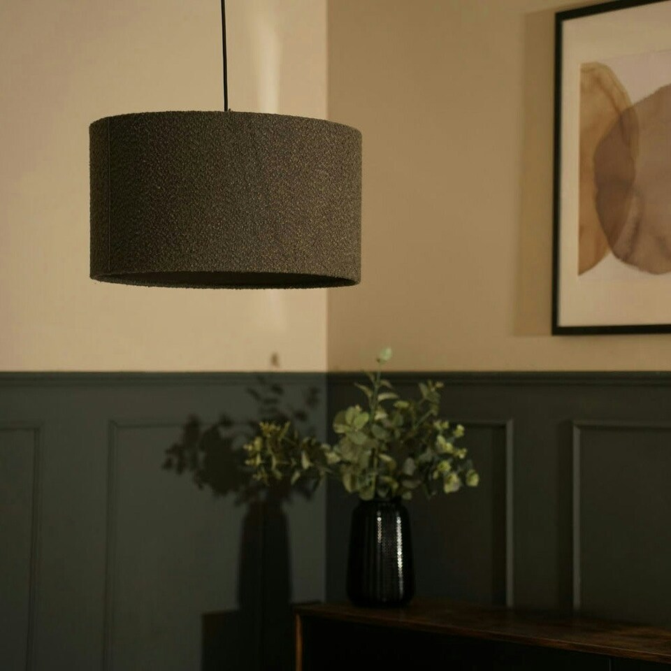 image 1 of ValueLights Reni Large Charcoal Boucle Pendant Shade