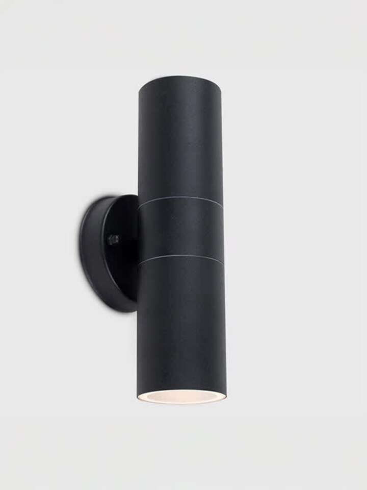 image 1 of ValueLights Black Outdoor Wall Up-Down Light and Warm White Bulbs