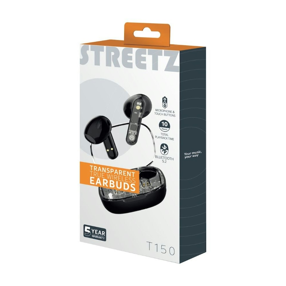 image 1 of STREETZ T150 Wireless Bluetooth Earbuds White