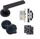 image 1 of Golden Grace 1 Pair Delta Bathroom Door Handles on Round Rose in Matte Black Finish with 1 Pair of Ball Bearing Hinges Mortise Lock and Matching Thumbturn | Black | 1 Set