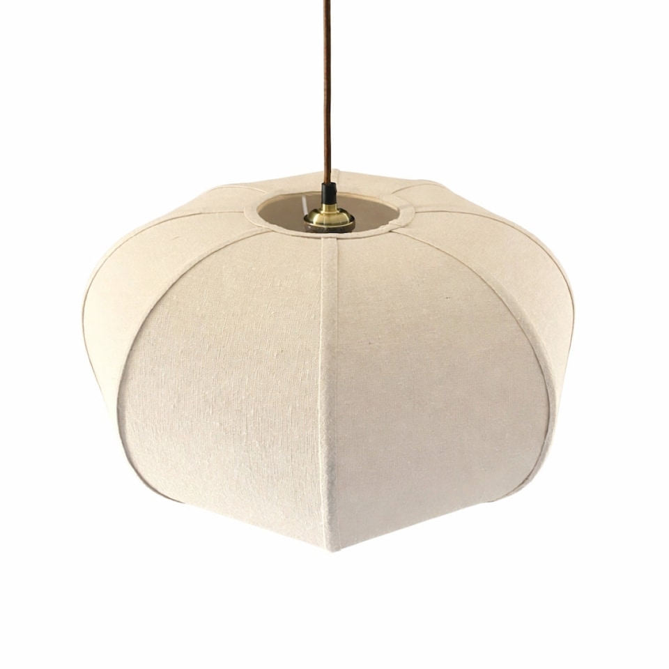 image 1 of CGC LIBBY Large Oatmeal Rounded Stretch Linen Fabric Lampshade