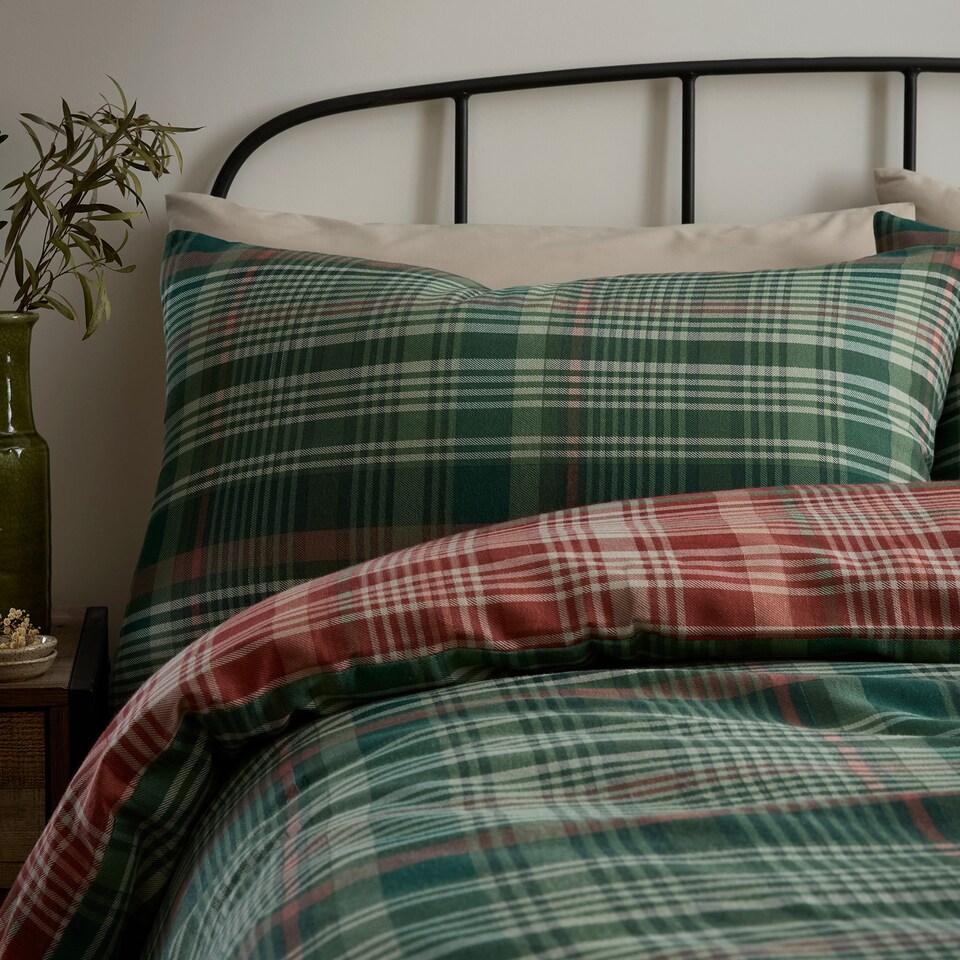 image 1 of D & D Bennet Check Duvet Cover Set Green