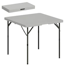 Outsunny 3ft Folding Camping Table with 2 Adjustable Height, Dark Grey 
