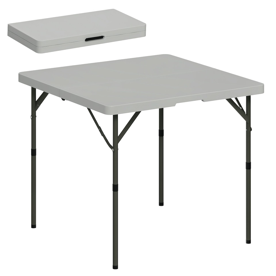 image 1 of Outsunny 3ft Folding Camping Table with 2 Adjustable Height, Dark Grey