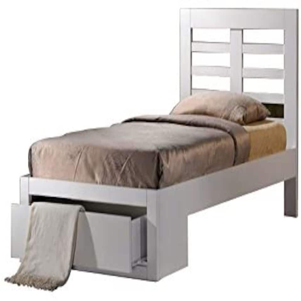 image 1 of 3ft Single White wood wooden bed frame.Underbed drawer storage