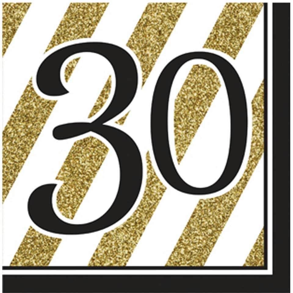 image 1 of Creative Converting Black And Gold Milestone Napkins (Pack Of 16) - Black/Gold - 60