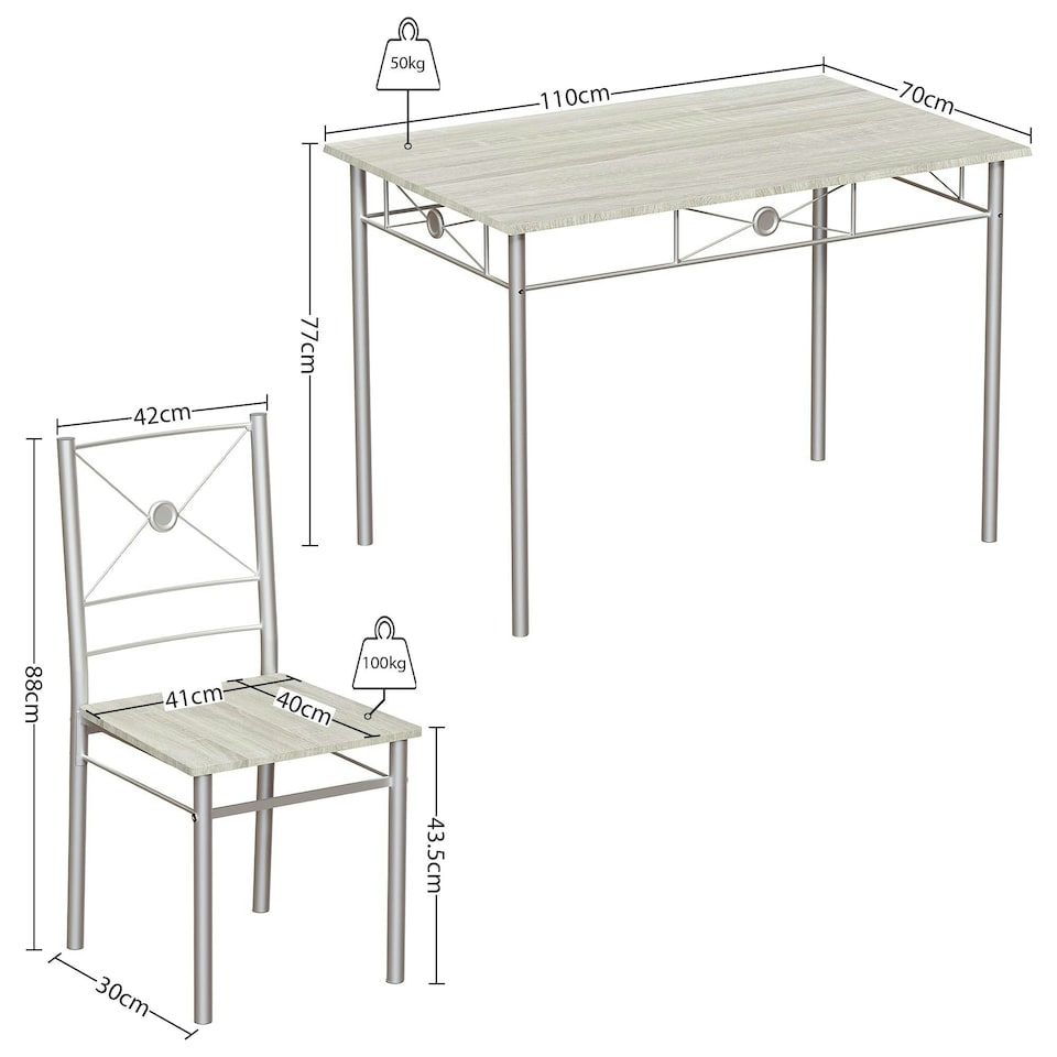 image 1 of Vida Designs Roslyn 4 Seater Dining Set 5 Piece Table & Chairs, Oak
