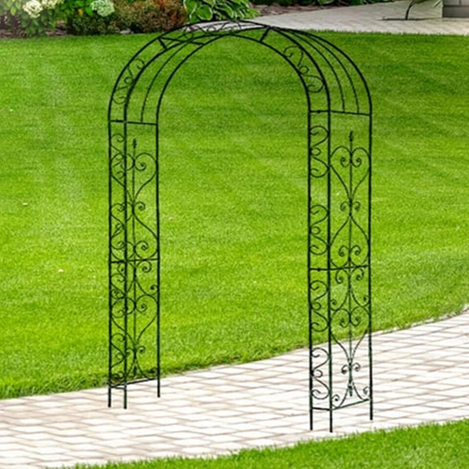 image 1 of Gr8 Garden Metal Garden Patio Loire Arch Arbour Archway Climbing Plant Trellis Black