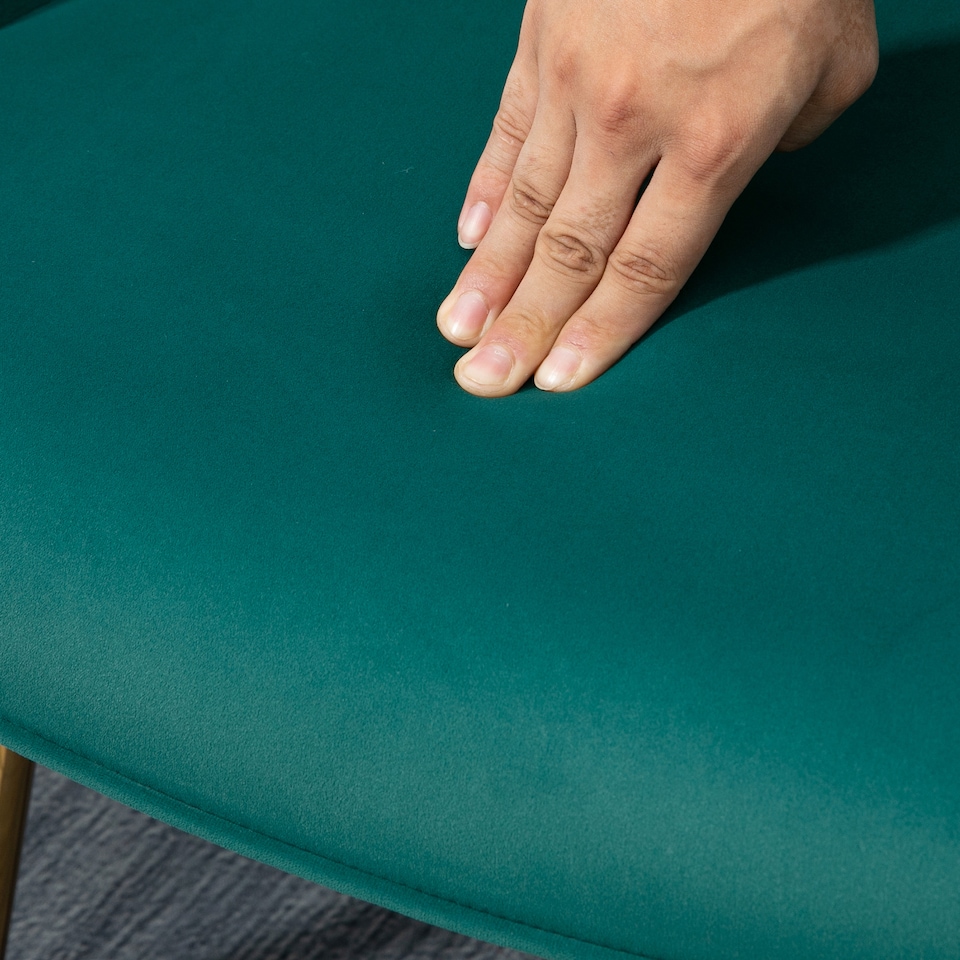 image 1 of HOMCOM Modern Armchair with Footstool, Upholstered Accent Chair with Ottoman, Steel Legs, Velvet Wingback Chair for Living Room, Bedroom, Home Study, Dark Green