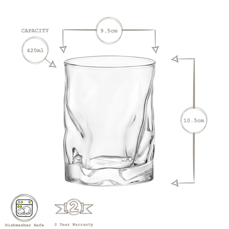 image 1 of Bormioli Rocco Sorgente Double Whisky Glasses - 420ml - Pack of 6