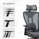 image 6 of Vinsetto Mesh Office Chair, Ergonomic Desk Chair, Computer Chair with Adjustable Headrest and Lumbar Support, 135 Reclining Back and 3D Armrest for Home Office Study, Grey