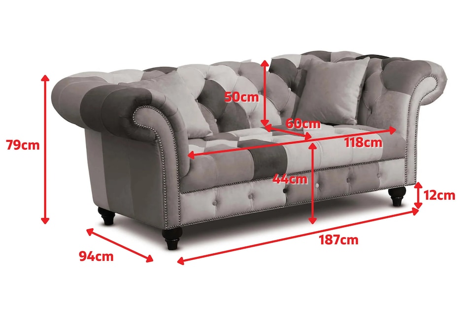 image 1 of Multicoloured Velvet Patchwork 2 Seater Scroll Arm Chesterfield Sofa PORTOFINO
