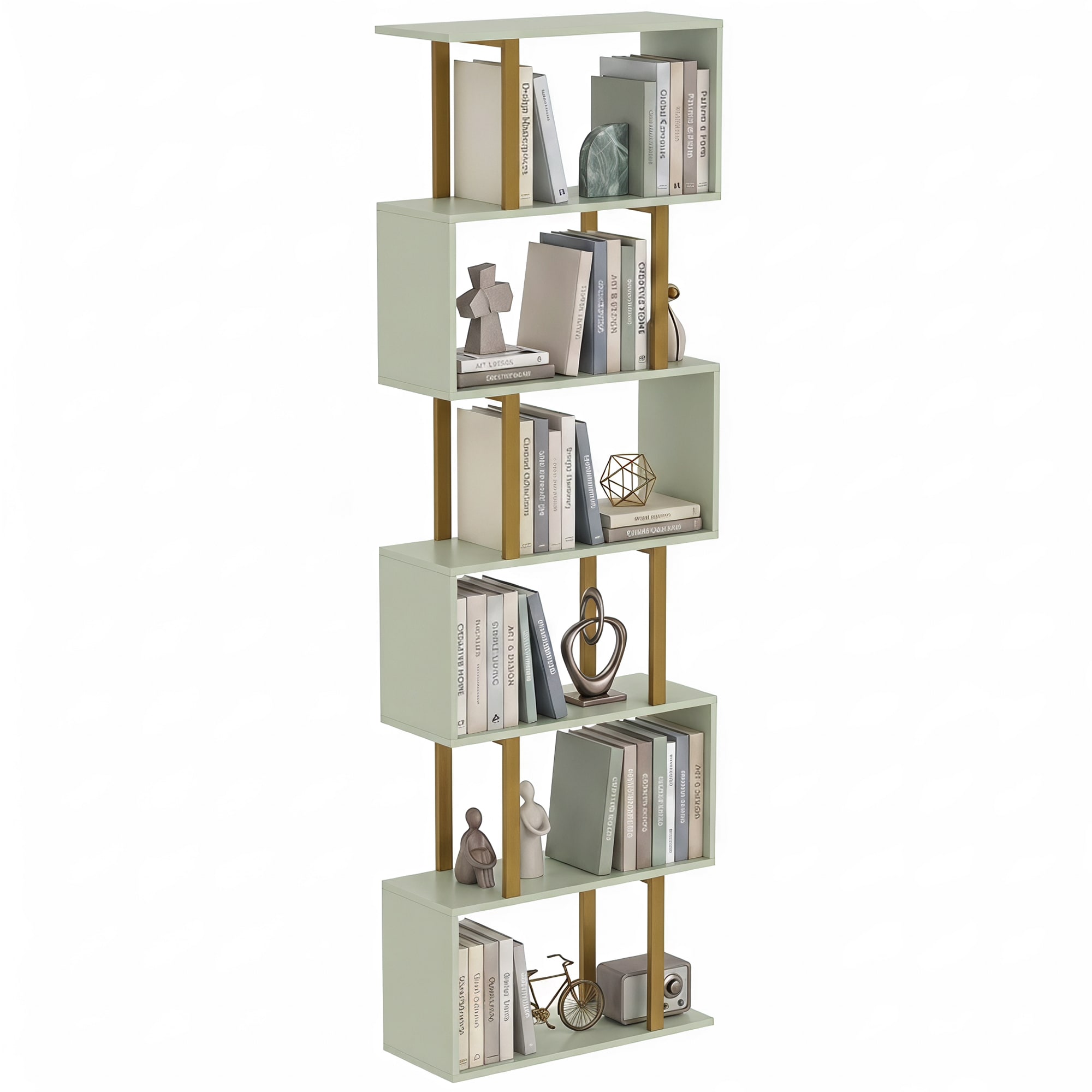 HOMCOM S-Shaped Bookshelf, 5-Tier Bookcase with Anti-Tip Strap