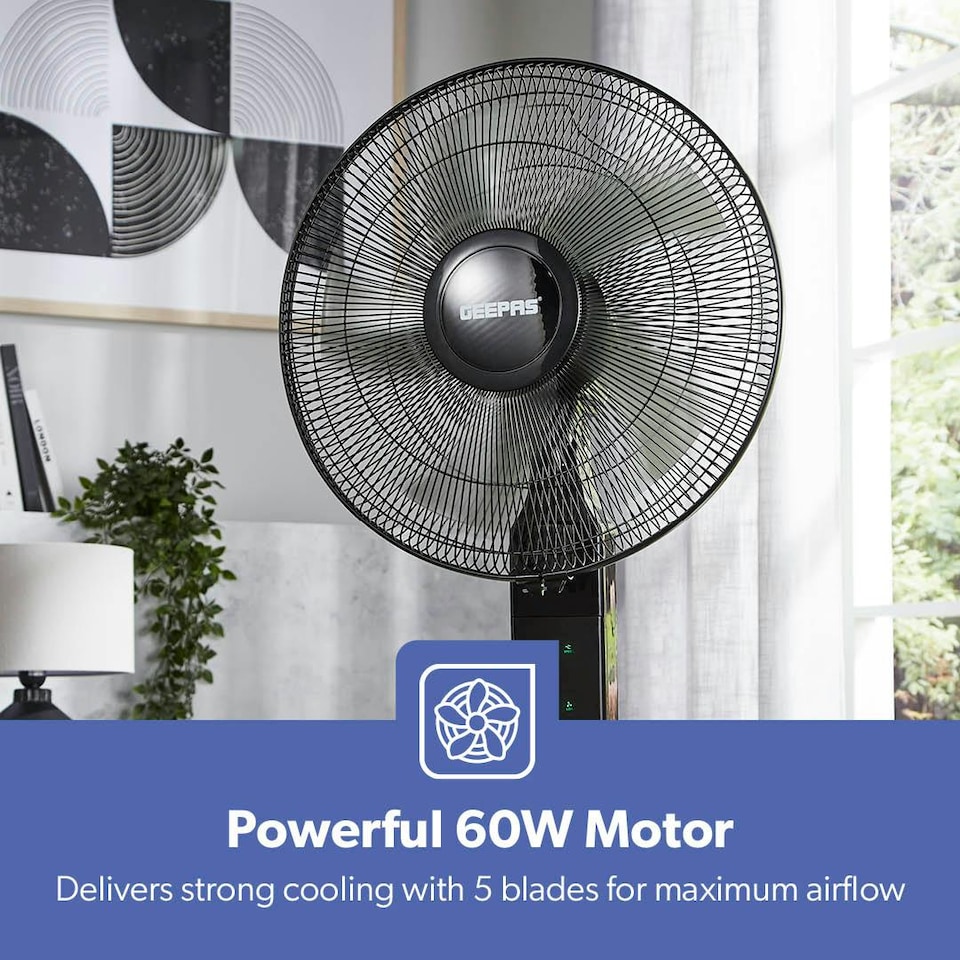image 1 of GEEPAS 16 inch Pedestal Fan with Remote Control 60W