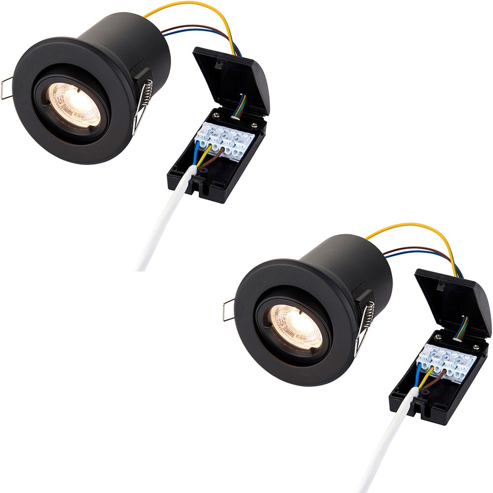 Loops 2 PACK Tiltable Recessed Ceiling Downlight - 50W GU10 Reflector - Fire Rated