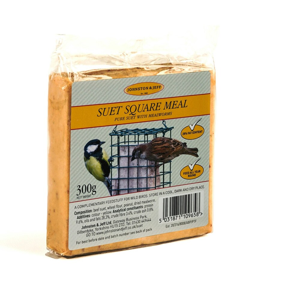 Johnston & Jeff Suet Square Meal With Mealworms 300g (Pack of 24)