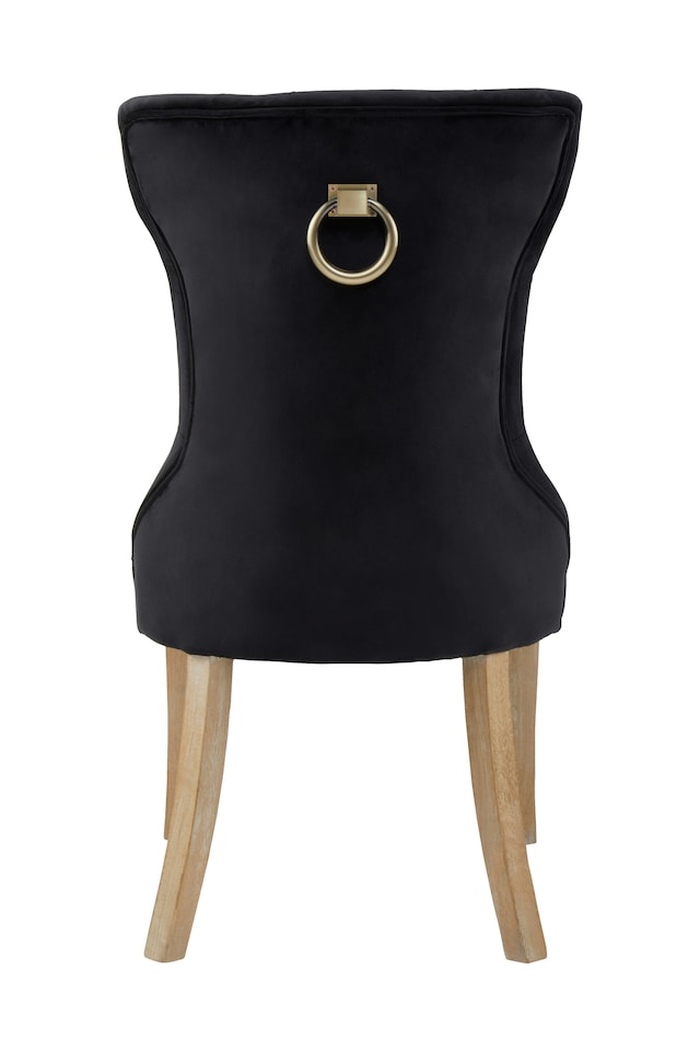 image 1 of Black Buttoned Dining Chair,Button Tufted Accent Chair,Upholstered Seat With Wooden Legs,Decorative Chair | Black